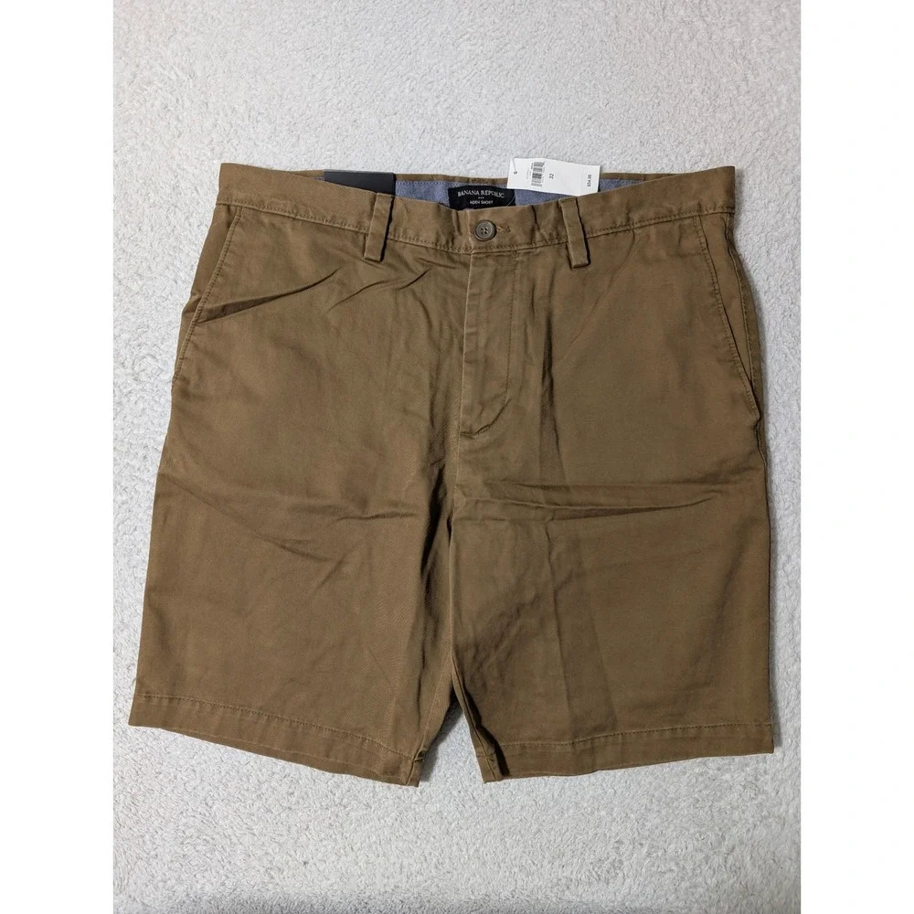 NEW Banana Republic Aiden Shorts Mens 32/10 Brown Slim Fit Cotton‎ Chino $55